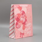 Пакет подарочный ламинированный двухсторонний, упаковка, Happy birthday , L 40 х 31 х 11,5 см - Фото 2