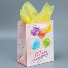 Пакет подарочный ламинированный с тишью, упаковка, «С Днём рождения», MS 18 х 23 х 10 см - Фото 1