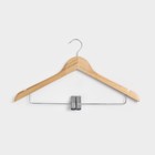 Плечики - вешалки для брюк и юбок Доляна, 45×27 см, 3 шт., с зажимами, сорт С, широкие плечики, дерево - Фото 7