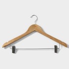 Плечики - вешалки для брюк и юбок Доляна, 45×27 см, 3 шт., с зажимами, сорт С, широкие плечики, дерево - Фото 3