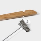 Плечики - вешалки для брюк и юбок Доляна, 45×27 см, 3 шт., с зажимами, сорт С, широкие плечики, дерево - Фото 6