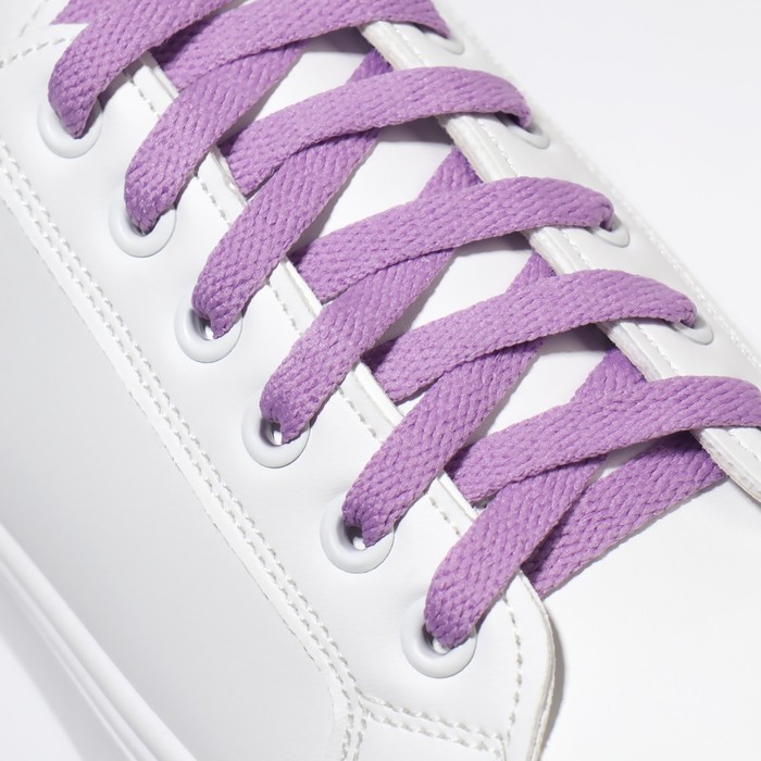 Шнурки для обуви, пара, плоские, 8 мм, 120 см, цвет лавандовый - Фото 1