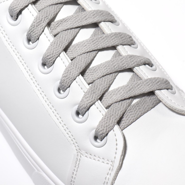 Шнурки для обуви, пара, плоские, 8 мм, 120 см, цвет серый - Фото 1