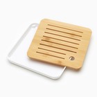 Чабань для чайной церемонии ДЖЕКИЧАЙ, 20×20×2.5 см, бамбук, белый поддон - Фото 2