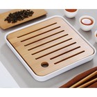 Чабань для чайной церемонии ДЖЕКИЧАЙ, 20×20×2.5 см, бамбук, белый поддон - Фото 3