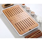 Чабань для чайной церемонии, 42.5×25.5×4 см, бамбук, белый поддон - Фото 3