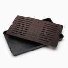 Чабань для чайной церемонии, 42.5×25.5×4 см, бамбук, чёрный поддон - Фото 2