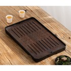 Чабань для чайной церемонии, 42.5×25.5×4 см, бамбук, чёрный поддон - Фото 3