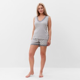 Комплект женский домашний (майка/шорты), цвет серый меланж, размер 50