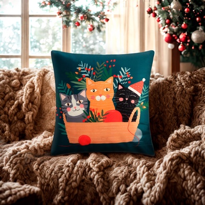 Чехол на подушку Этель "Котики", 40*40 см, 100 п/э, велюр