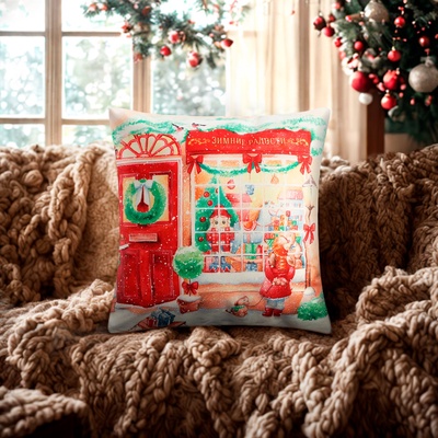 Наволочка декоративная новогодняя «Этель. Зимние радости», 40×40 см, велюр