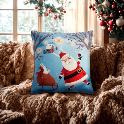 Наволочка декоративная новогодняя «Этель. Дед мороз», 40×40 см, велюр