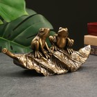 Фигура "Лягушки на листочке" золото, 25,5x11x10см - фото 10394944