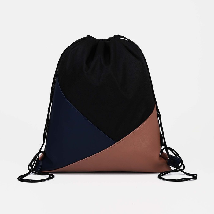 Мешок для обуви на шнурке, цвет чёрный/синий/коричневый - Фото 1