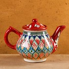 Чайник Риштанская Керамика "Узоры", 0,8 мл, красный - фото 22134976