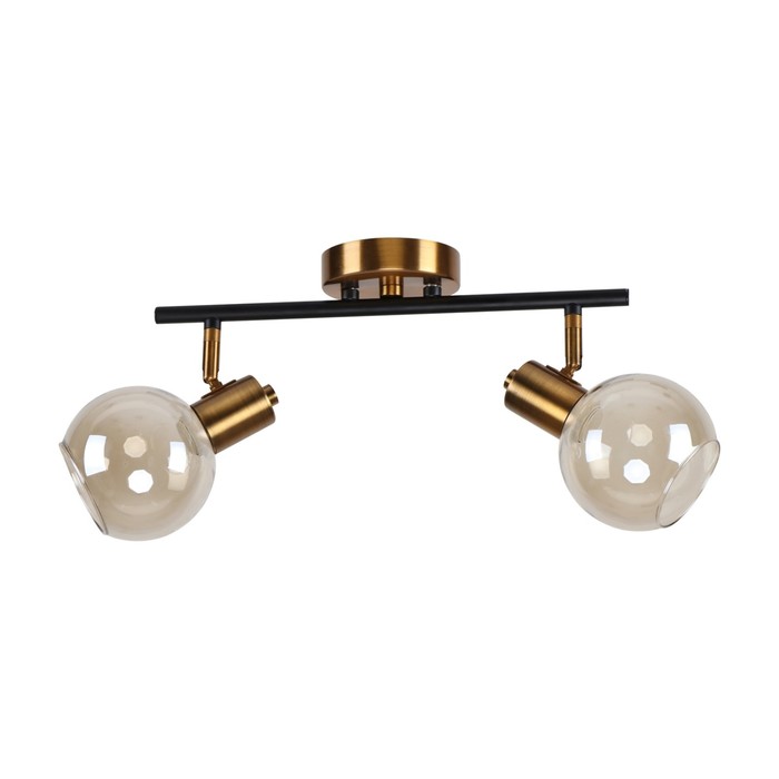 

Спот потолочный ЭкономСвет 20783/2GD+BK BR, 2х60Вт, E14, 18х11х39 см, цвет золотой