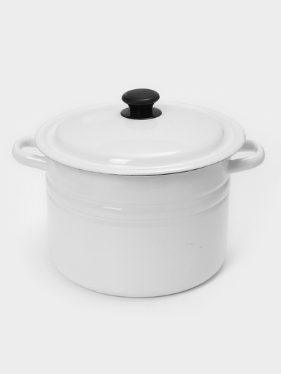 УЦЕНКА Кастрюля эмалированная, 8 л, белая, СКОЛ НА ИЗДЕЛИИ