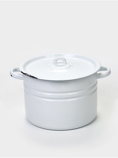 УЦЕНКА Кастрюля эмалированная, 8 л, белая, СКОЛ НА ИЗДЕЛИИ