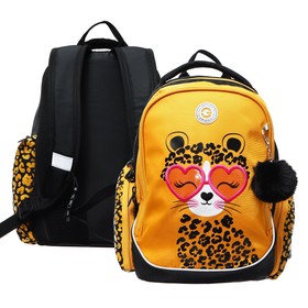 Рюкзак школьный, 39 х 30 х 20 см, Grizzly 368, эргономичная спинка, чёрный/жёлтый RG-368-1_2