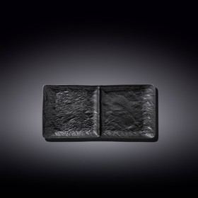 Блюдо прямоугольное Wilmax England Slate Stone, 2-х секционное, размер 27х13 см, цвет чёрный сланец