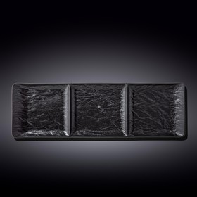 Блюдо прямоугольное Wilmax England Slate Stone, 3-х секционное , размер 40.5х13 см, цвет чёрный сланец