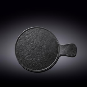 Блюдо круглое Wilmax England Slate Stone, с ручкой, 30.5х21.5 см, цвет чёрный сланец