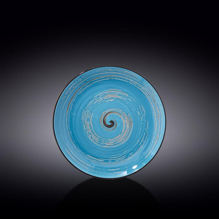 Тарелка круглая Wilmax England Spiral, d=20.5 см, цвет голубой