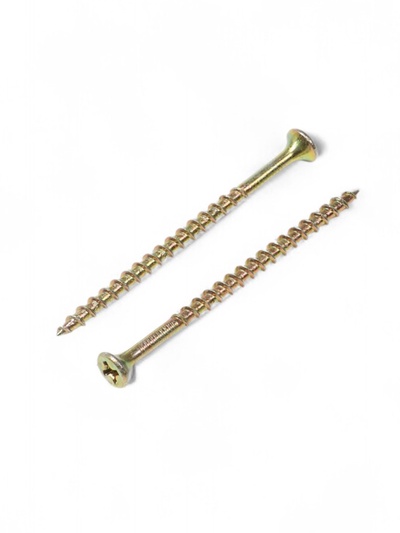 Саморез по дереву 3.9×64(65) мм, крупная резьба, желтый цинк, в упаковке 10 кг