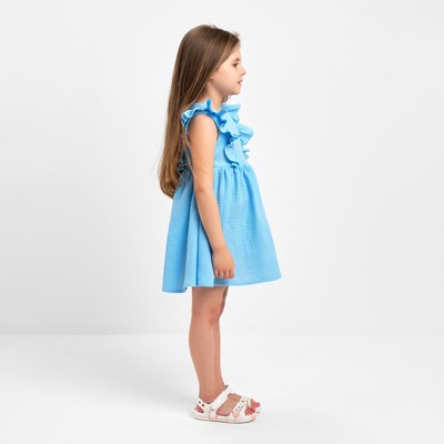 Платье для девочки с рюшами KAFTAN «Муслин», голубое, размер 26 (80-86 см)