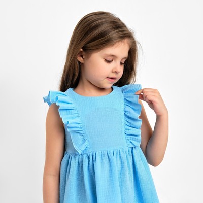 Платье для девочки с рюшами KAFTAN «Муслин», голубое, размер 28 (86-92 см)