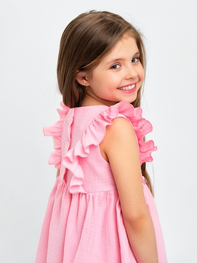 Платье для девочки с рюшами KAFTAN «Муслин», розовое, размер 30 (98-104 см)