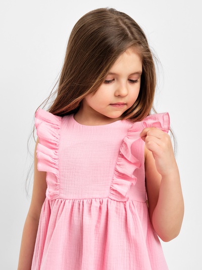 Платье для девочки с рюшами KAFTAN «Муслин», розовое, размер 30 (98-104 см)