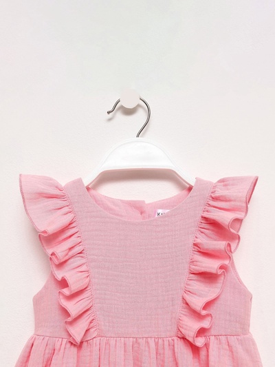 Платье для девочки с рюшами KAFTAN «Муслин», розовое, размер 30 (98-104 см)
