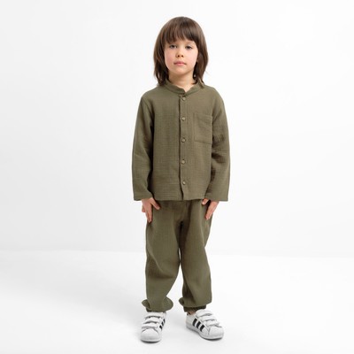 Костюм (рубашка и брюки) детский KAFTAN "Муслин", р.34 (122-128 см) хаки