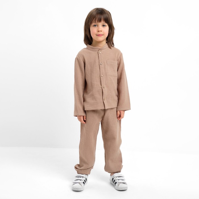 Костюм (рубашка и брюки) детский KAFTAN "Муслин", р.30 (98-104 см) бежевый - Фото 1