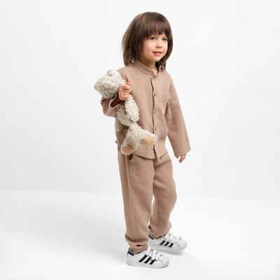 Костюм (рубашка и брюки) для мальчика KAFTAN «Муслин», бежевый, размер 30 (98-104 см)