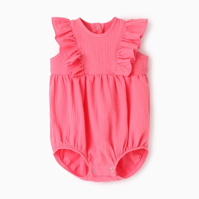 Боди для девочки с рюшей «Крошка Я. Муслин», рост 62-68 см, розовое