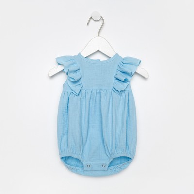 Боди для девочки с рюшей «Крошка Я. Муслин», рост 74-80 см, голубое