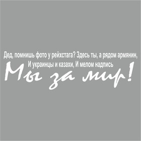 Наклейка на авто "Дед помншь фото у рейхстага?", плоттер, белый, 350 х 100 мм 9605541