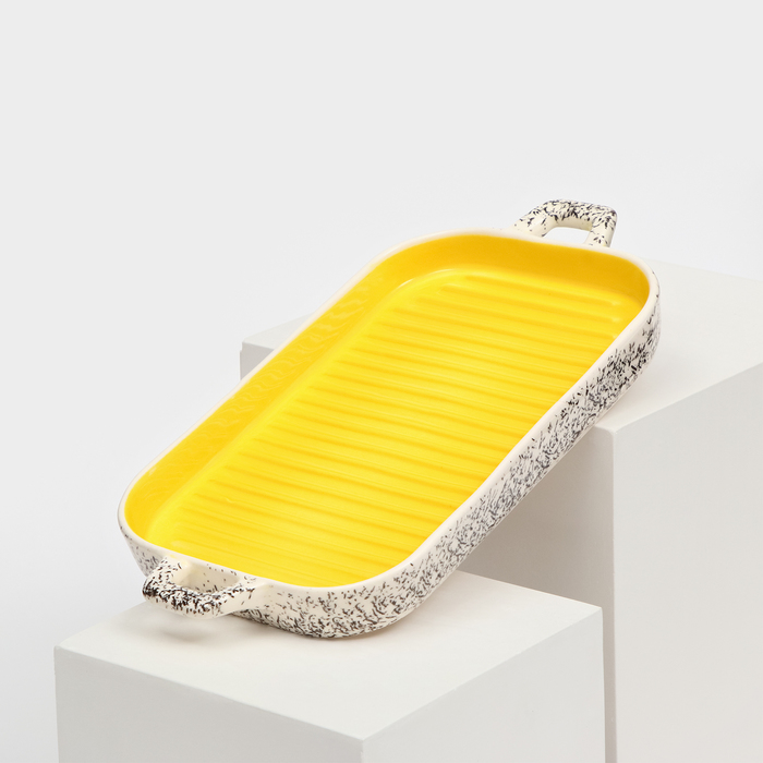 Форма для запекания керамическая "Гриль", жёлтая, 1 сорт, Иран - Фото 1