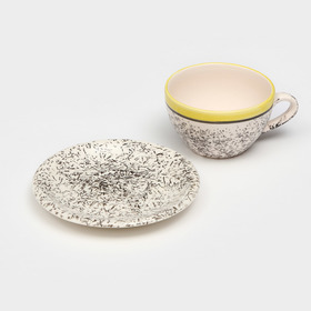 Чайная пара "Персия", керамика, желтая, 2 предмета, чашка 200 мл, Иран