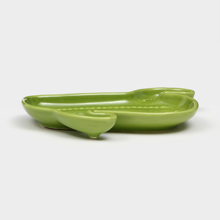 Тарелка керамическая "Кактус", 20х18 см, зелёная, 1 сорт, Иран - фото 1907686810