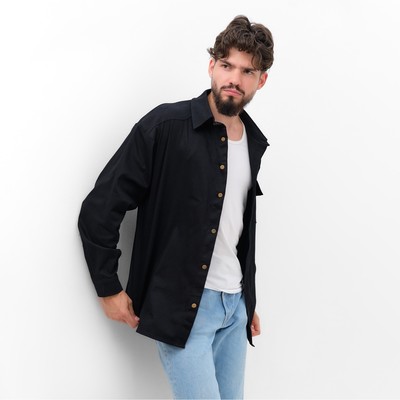 Рубашка мужская MIST oversize, размер 48, чёрная