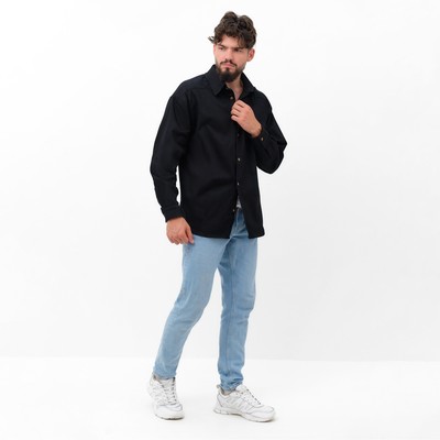 Рубашка мужская MIST oversize, размер 48, чёрная