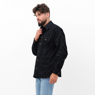 Рубашка мужская MIST oversize, размер 48, чёрная