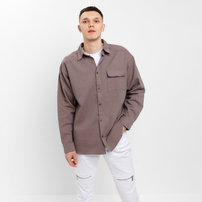 Рубашка мужская MIST oversize размер 48, серая