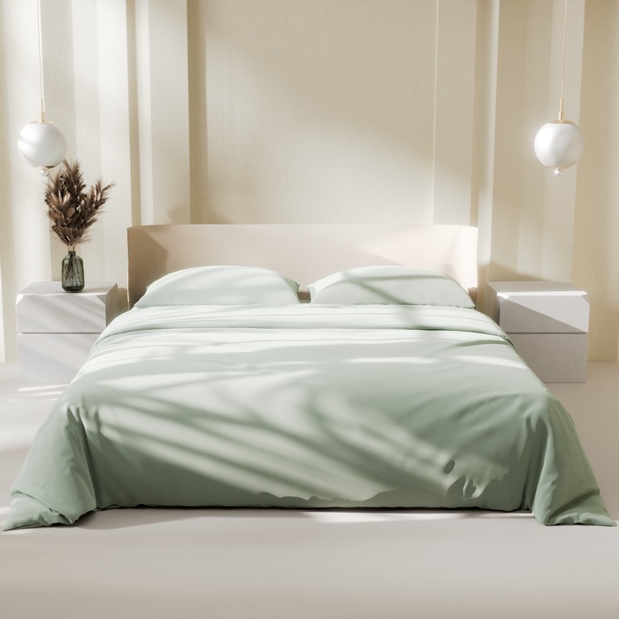 Постельное бельё LoveLife дуэт "Green tea" 150х215 см-2 шт, 225х240 см, 50х70±3 см-2 шт, микрофибра 85 гр - Фото 1