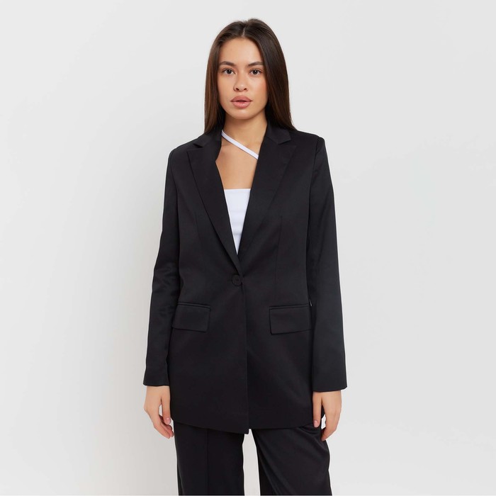 Пиджак женский однобортный MIST размер 46, чёрный - Фото 1