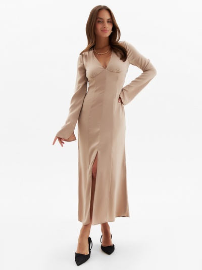 Платье женское шёлковое MIST: Classic Collection размер 44, бежевое