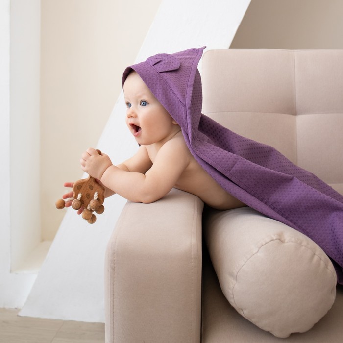 Уголок детский вафельный «Экономь и Я», 90×90 см, хлопок 100%, лавандовый - Фото 1